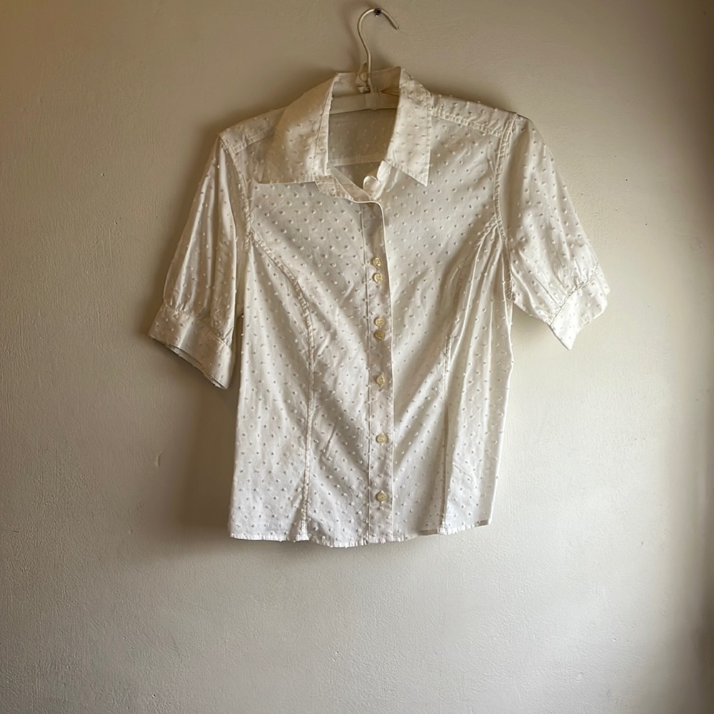 VINTAGE classic white blouse size medium